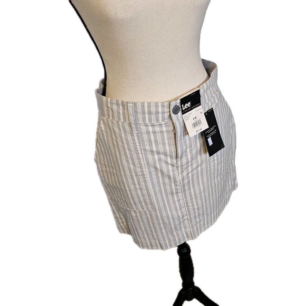 Lee Womens Gray White Striped Golf Pickleball Skort Mid Rise 6M 1-00985